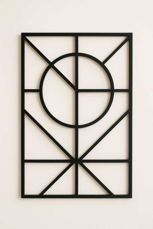Modern Geometric Metal Wall Art – Minimalist Black Design